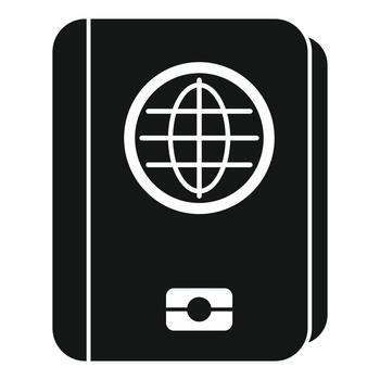 Passport document showing globe and identity chip icon vector