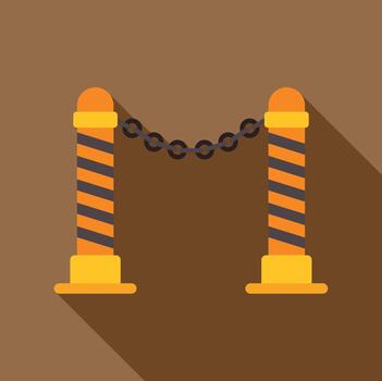 Stanchion barrier with chain indicating restriction and warning vector