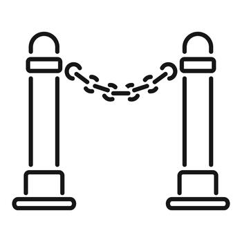 Stanchion barrier with chain limiting access vector