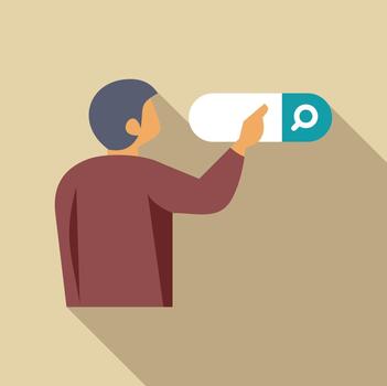 Man searching website browser online using search bar vector