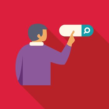 persona hojeada Internet utilizando buscar bar concepto vector