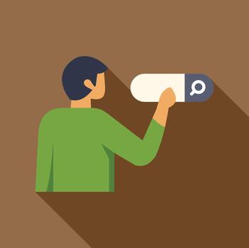 Man searching information on internet using search bar vector