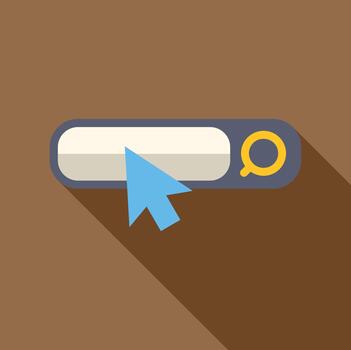 Mouse cursor pointing at search bar with magnifying glass icon vector