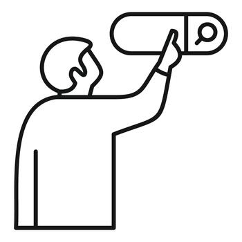 Person accessing information using search bar icon vector