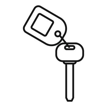 Car key with remote access fob line art vector