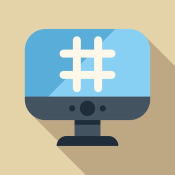 A computer monitor with a hash symbol on it vector