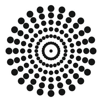Black dots creating concentric abstract spiral pattern vector