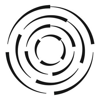 Abstract black concentric incomplete radiating circle lines vector