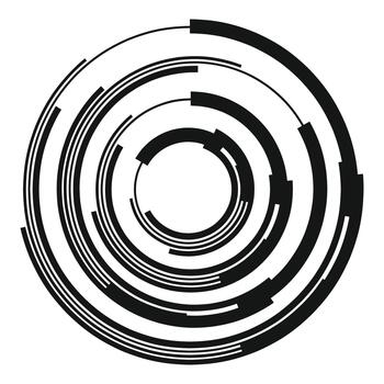 Abstract technology concentric circles design black and white vector
