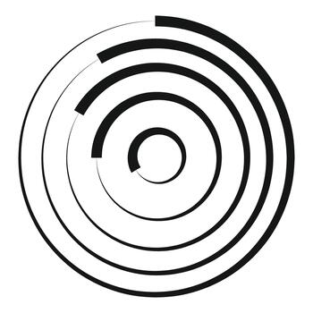 Abstract geometric lines creating concentric rotating motion vector