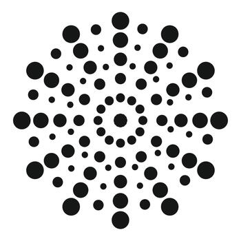 Black dots creating abstract radial spiral pattern vector