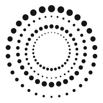 Expanding black dots forming concentric spiral pattern vector