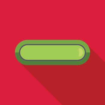 Green horizontal button icon with long shadow vector