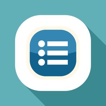 Blue flat design menu list icon presenting options vector