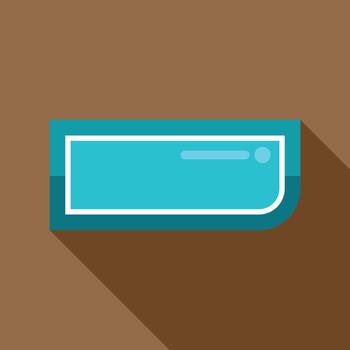 Blue rectangular flat design app button with shadow vector