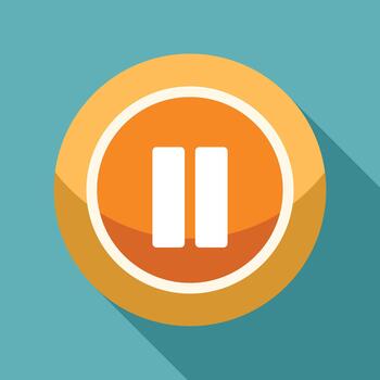 Pause media player button flat design icon vector