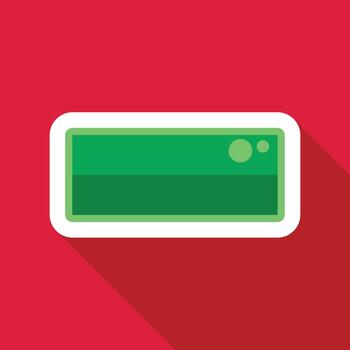 Green rectangular button on red background with shadow vector