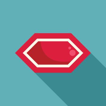 Blank red hexagonal label flat design with shadow vector