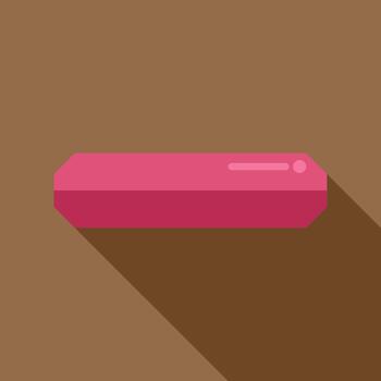 Pink eraser creating long shadow in flat design style vector