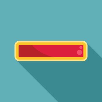 Red rectangular empty button bar long shadow vector