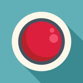 Red recording button icon with long shadow vector