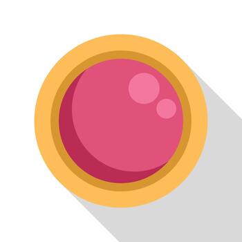 Pink button icon with golden frame flat design vector