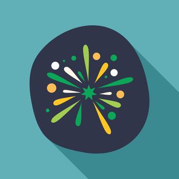 Fuegos artificiales explotando celebrando nuevo año fiesta icono vector