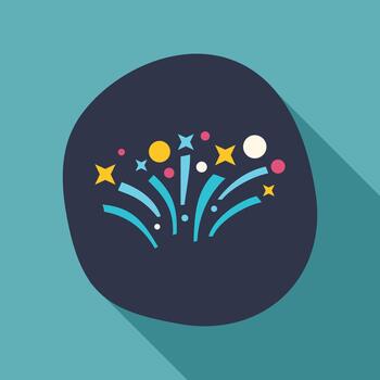 Fireworks exploding celebrating joyful new year party icon vector