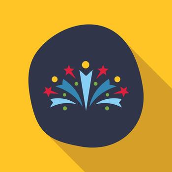 Fireworks exploding flat icon for celebration event vector