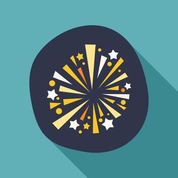 celebrando fuegos artificiales explotando en plano diseño estilo vector