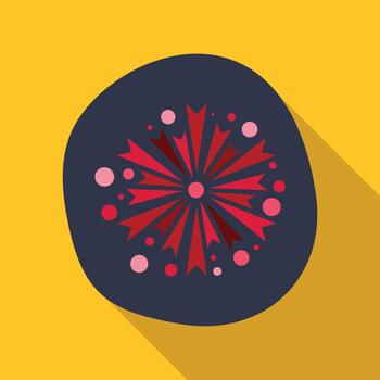 fuegos artificiales explotando plano gráfico icono en amarillo antecedentes vector