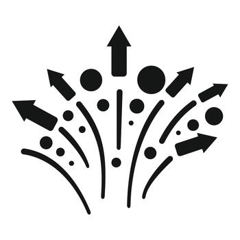 Exploding arrows spreading out as a growth concept vector
