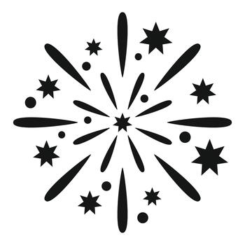 Fuegos artificiales explotando celebrando nuevo año fiesta evento icono vector