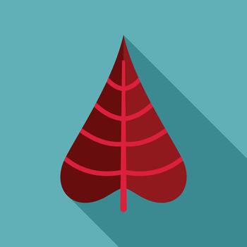 Red autumn leaf flat design icon creating shadow vector