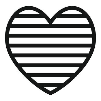 Heart symbol with horizontal striped line pattern vector