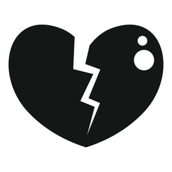 Broken heart icon symbolizing sadness and ending relationship vector