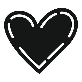 Black heart shape with dashed outline drawing vector
