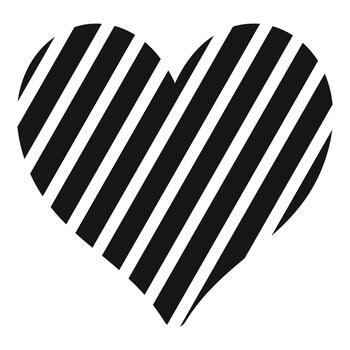 Heart shape with diagonal black stripes pattern vector