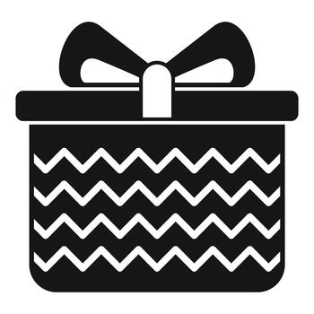Gift box with zig zag pattern and bow icon vector