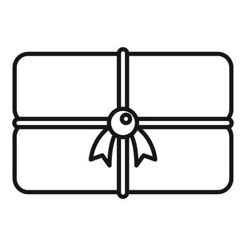 regalo caja con un cinta y arco creando un contorno icono vector