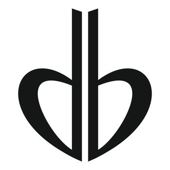 Stylized letter db monogram forming a heart shape vector