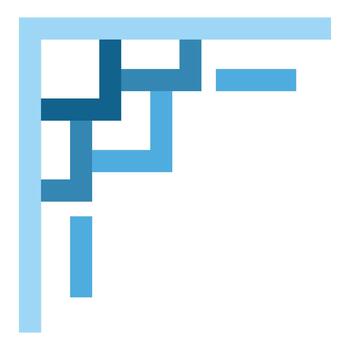 Interconnecting blue geometric lines creating a corner pattern vector