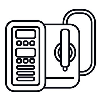 Automated external defibrillator medical device line icon vector