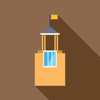 Building tower with flag creating long shadow flat design vector