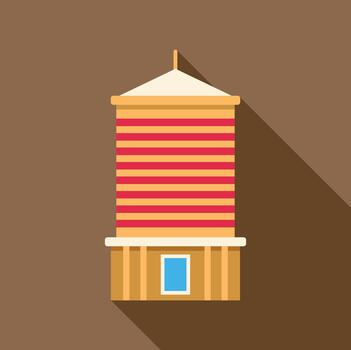 Building tower with horizontal stripes flat design vector