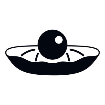 Pearl gem resting inside open oyster shell icon vector