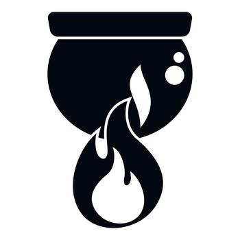 Cauldron boiling creating magic potion flat icon vector