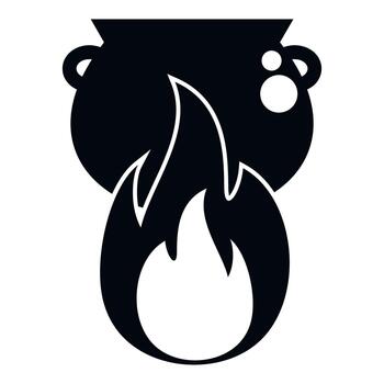 Cauldron boiling over fire creating magic potion vector
