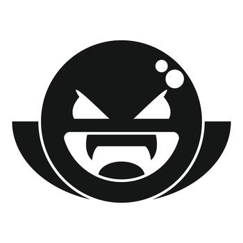 Cartoon vampire emoji icon showing sharp fangs vector