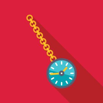 A clock with a chain hanging from it vector